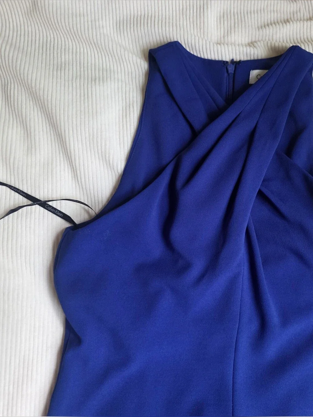 Calvin Klein Crisscross Neck Dress Royal Blue Sz 4 Nwot
